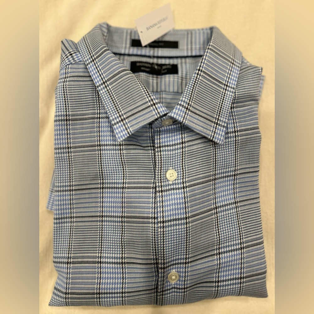 Banana Republic Blue and White Plaid Dress Shirt